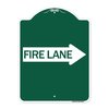 Signmission Designer Series Sign-Fire Lane Right Arrow, Green & White Aluminum Sign, 18" x 24", GW-1824-24391 A-DES-GW-1824-24391